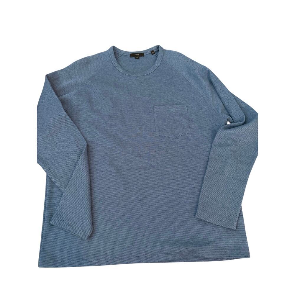 Vince Shirt Crew Neck Cotton Blend Long Sleeves Blue Size XL